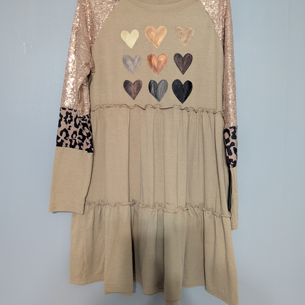 Sequin Heart Long Sleeve Dress